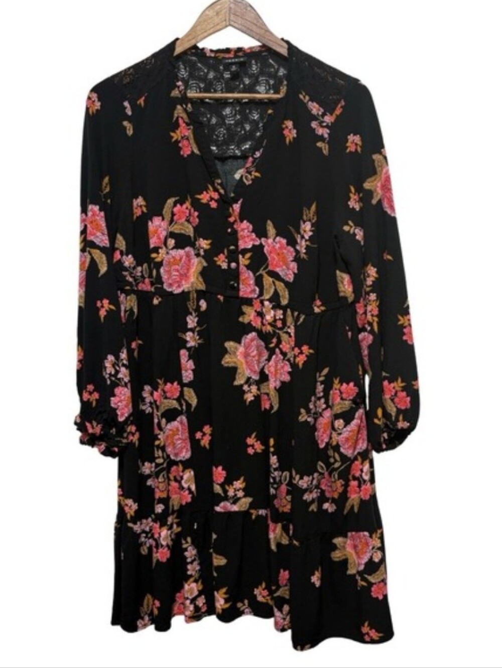Torrid Plus Size Black Floral Challis Mini Dress - 0